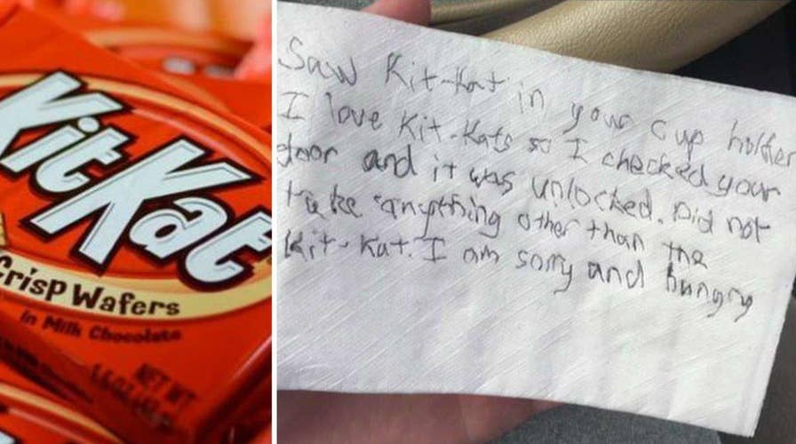 Thief with sweet tooth steals Kit Kat, leaves polite note
