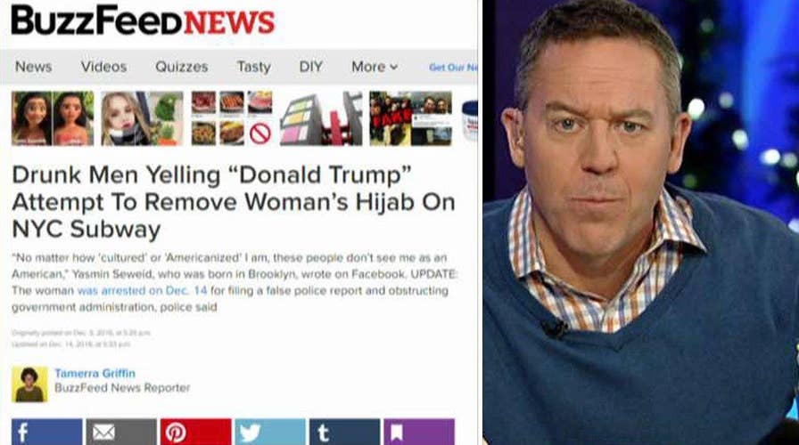 Gutfeld: Media swallow hate crime hoax hook, line and sinker