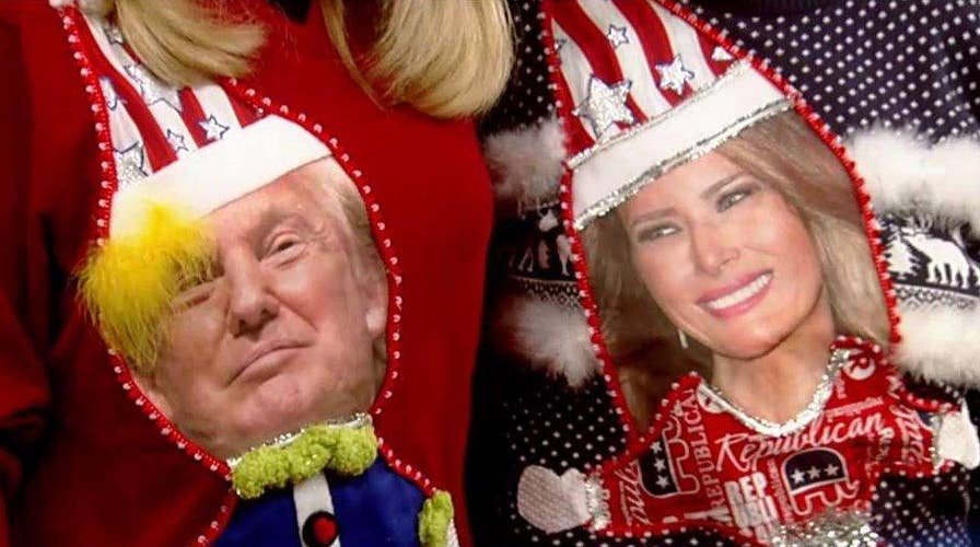 Ugly Christmas sweater fashion show