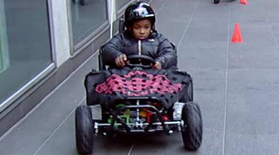 Kids race on the plaza