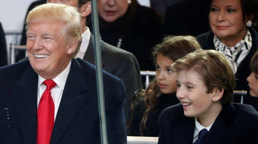 President Trump watches the inaugural parade