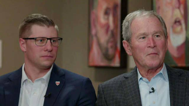 George W. Bush and veteran discuss helping heroes find work