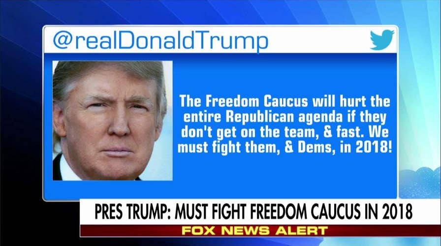 Trump blasts Freedom Caucus
