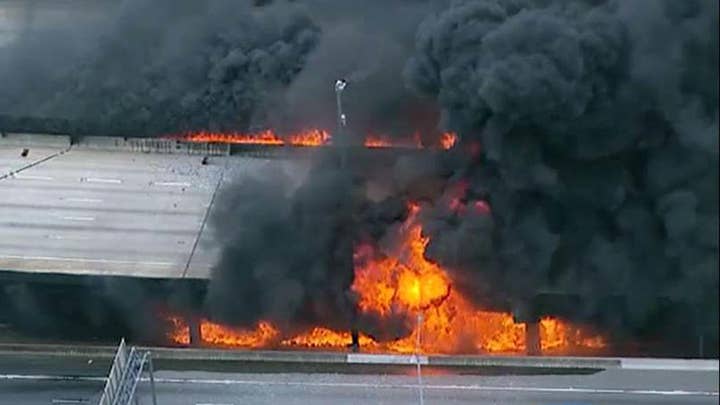 Massive inferno causes I-85 bridge to collapse in Atlanta