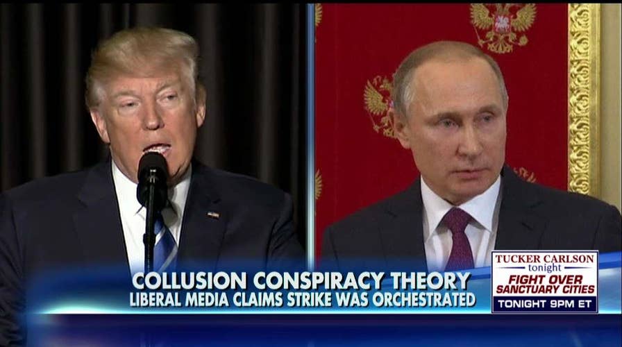 Media's Trump-Russia conspiracy theory on Syria strikes.