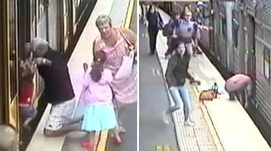 Shocking videos show children falling into subway gaps