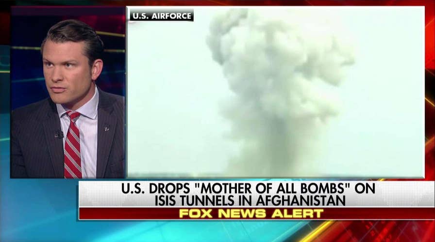 Pete Hegseth reacts to "Mother of All Bombs"