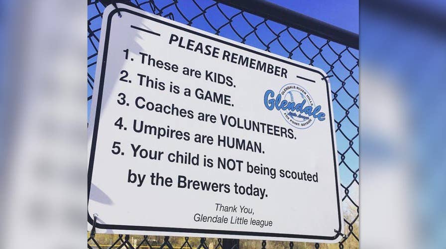 Wisconsin Little League sign offers advice... for the parents