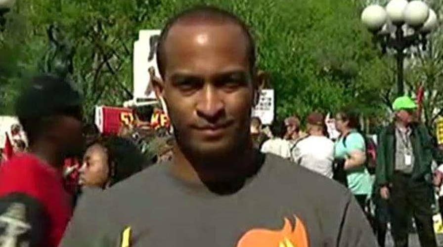 May Day protester blasts Trump's immigration policies