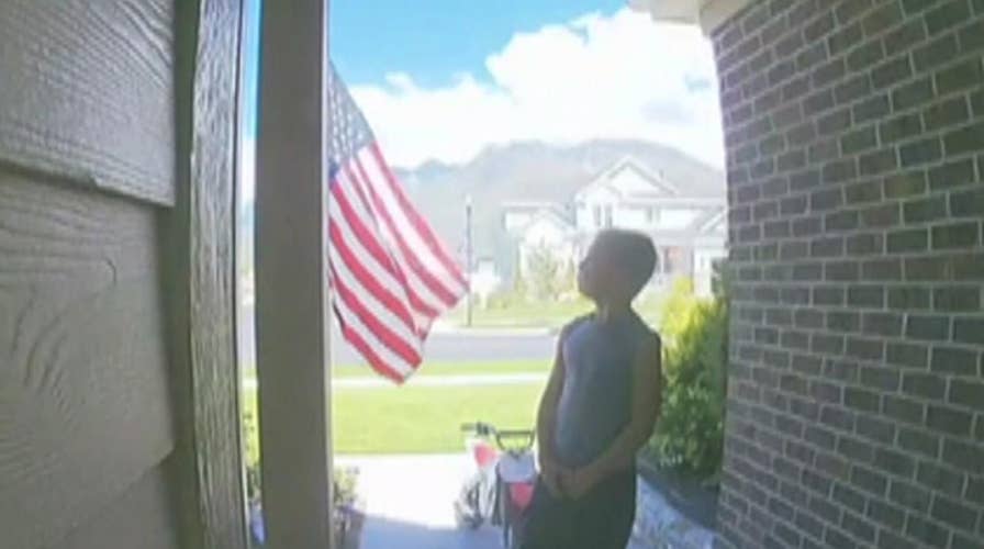 Utah boy pledges allegiance to flag when no one's looking