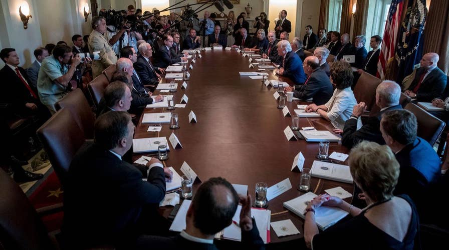 President Trump holds first full Cabinet meeting