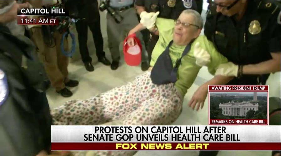 Protests at Capitol over GOP health care bill.