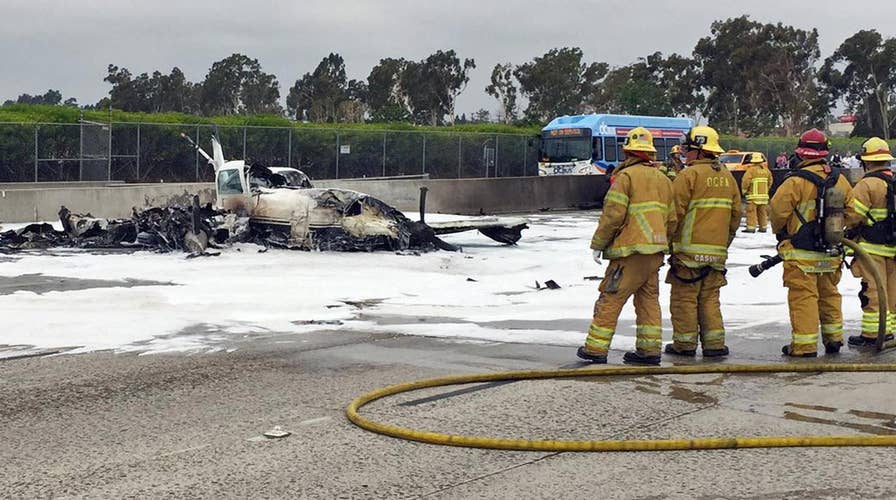 Small plane crashes on California highway 