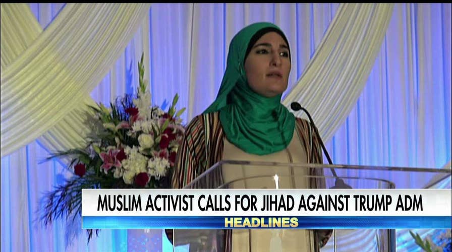 Sarsour calls for "jihad" to oppose Trump.