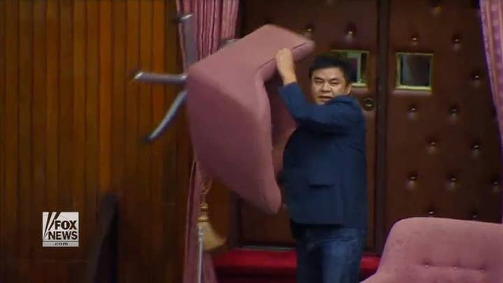 Taiwan's parliament breaks out in a brawl