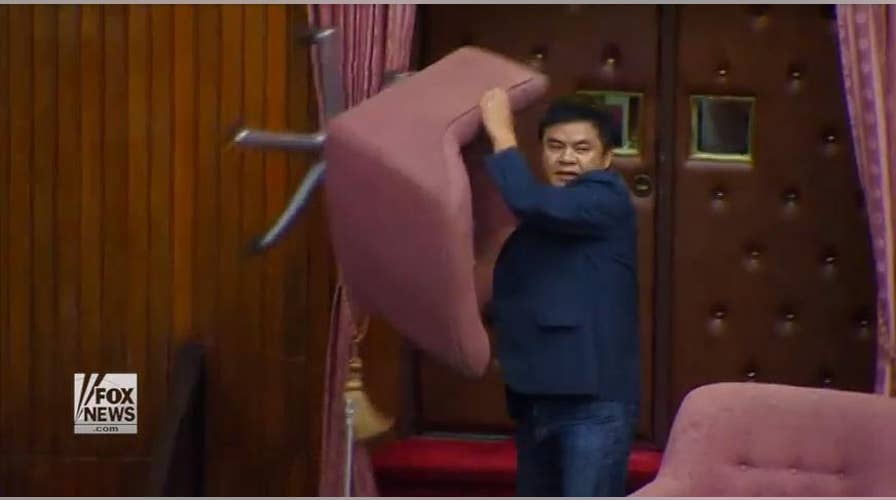 Taiwan's parliament breaks out in a brawl