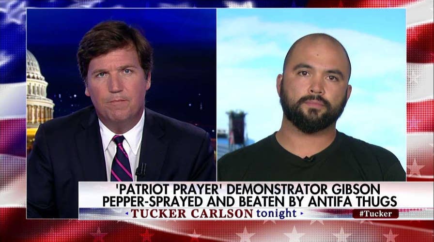 Tucker talks to demonstrator attacked by Antifa