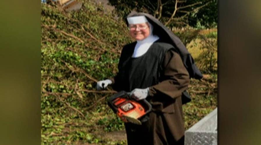 Hurricane Irma: Chainsaw-wielding nun helps clean-up effort