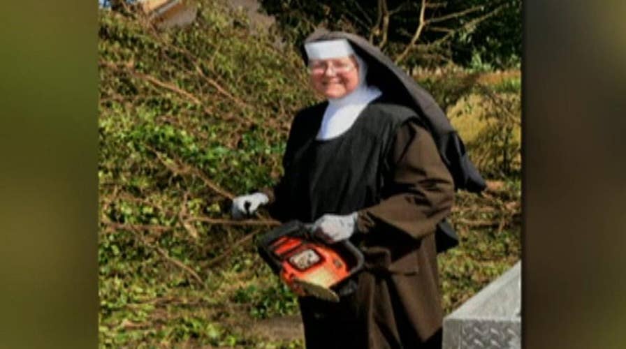 Hurricane Irma: Chainsaw-wielding nun helps clean-up effort