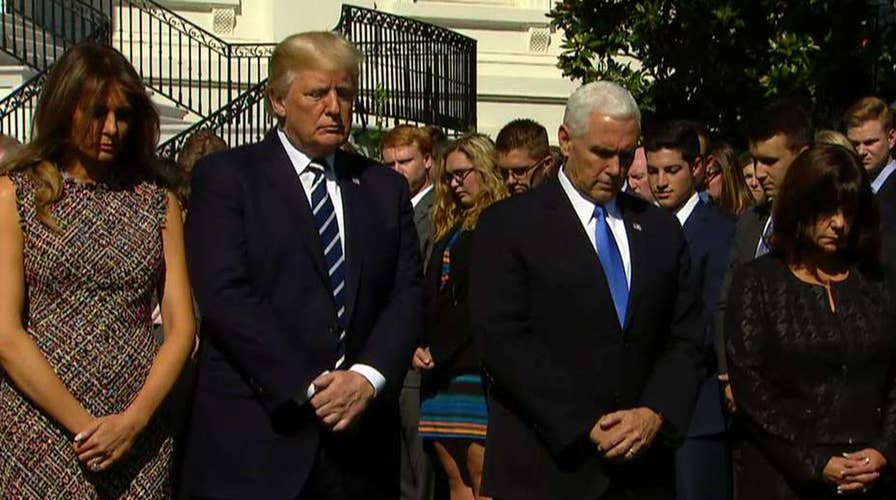 Trump leads moment of silence for Las Vegas victims