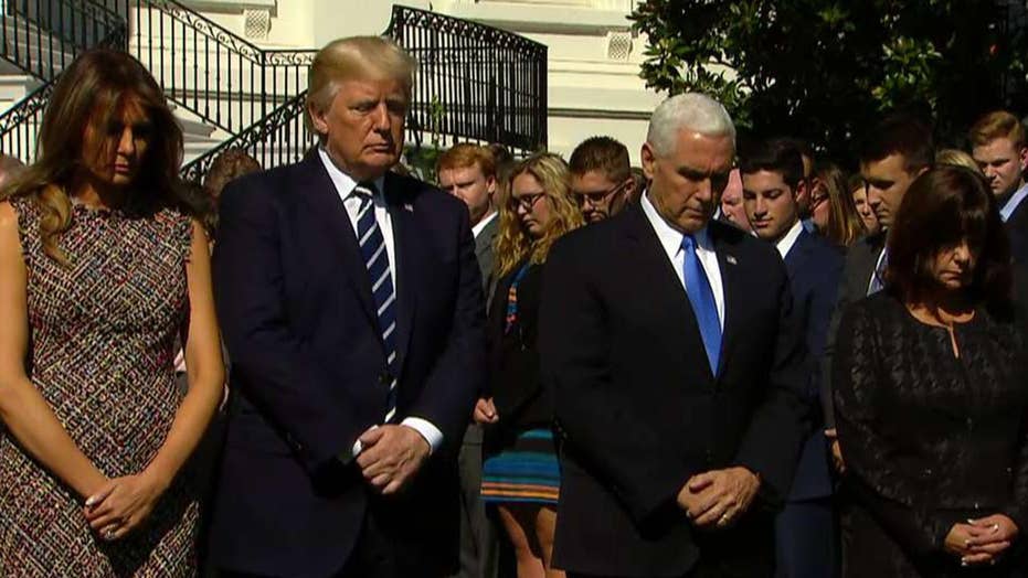 Trump leads moment of silence for Las Vegas victims