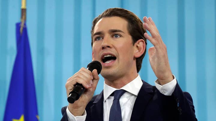 Austria's Sebastian Kurz celebrates a historic win