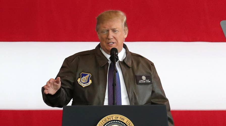 President Trump addresses service members at Yokota air base