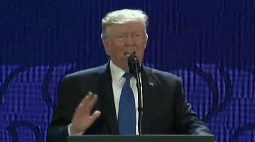 President Trump gives fiery speech in Vietnam