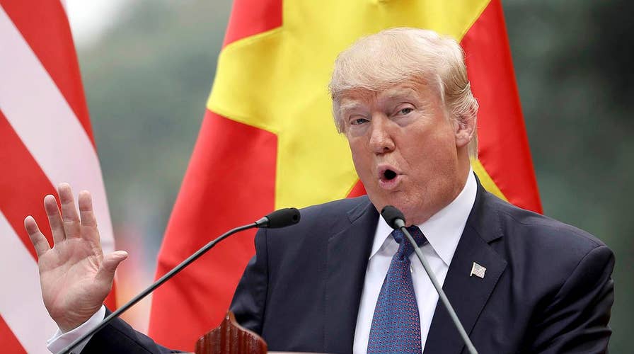 What message did Trump send allies, enemies while overseas?