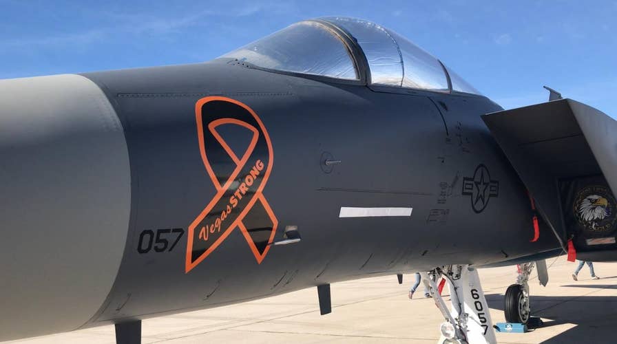 F-15 fighter jet honors Las Vegas shooting victims