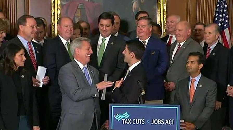 Republicans celebrate passing House tax bill