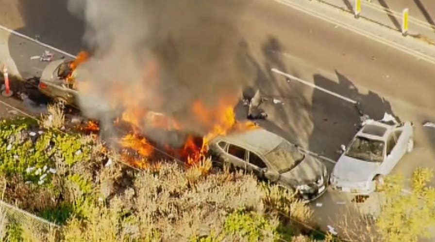 Fiery aftermath to police pursuit in California