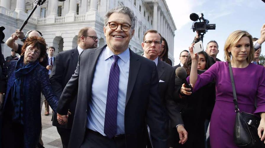 Franken takes parting shot at Trump in resignation speech