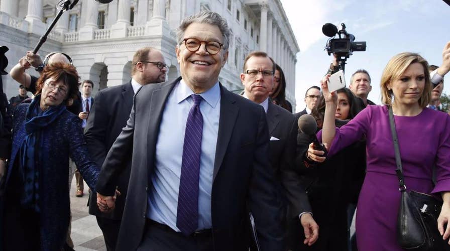 Franken takes parting shot at Trump in resignation speech