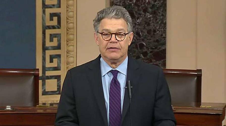 Resigning Sen. Al Franken slams Trump, Moore