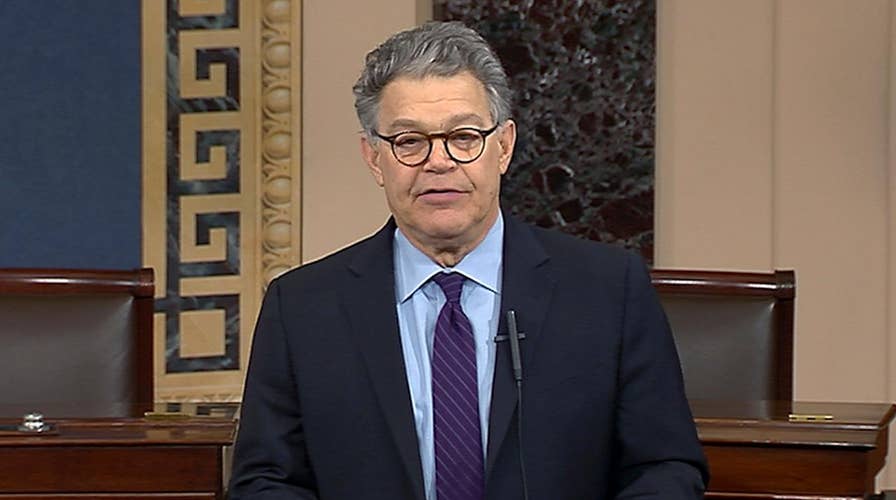 Did Al Franken express remorse in resignation speech?