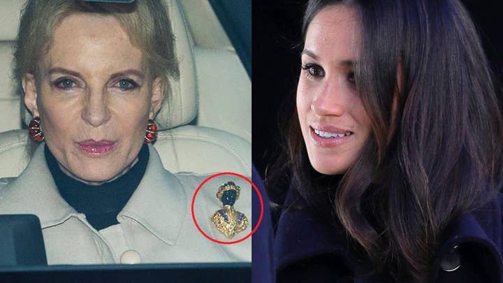 Meghan Markle greeted by 'Princess Pushy' wearing 'racist' brooch