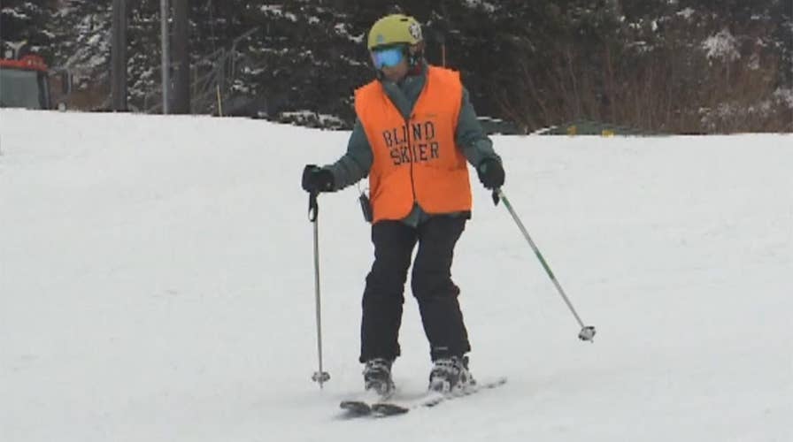 85-year-old blind skier hits the slopes