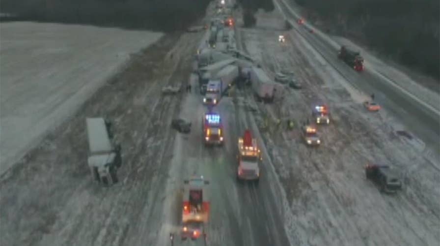 Drone footage reveals magnitude of Missouri highway pileup