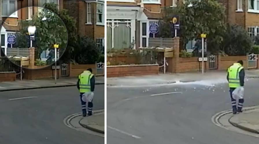 Ice block falls from sky, nearly striking shocked passersby