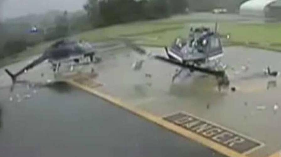 Video shows the moment two police helicopters collide