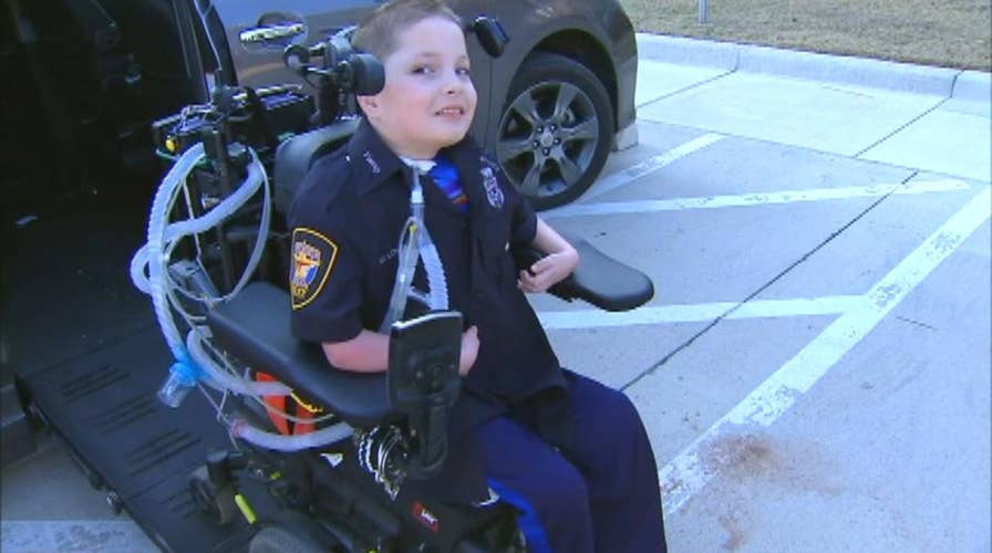 Texas boy with rare disorder gets wish granted and becomes a cop