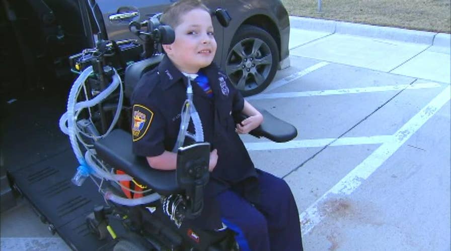 Texas boy with rare disorder gets wish granted and becomes a cop