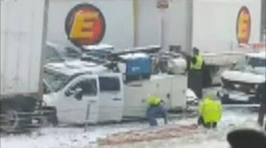 Pileup on Interstate 71 triggered by snow squall
