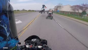 Watch: Biker survives horror crash that threw him 10 feet in the air