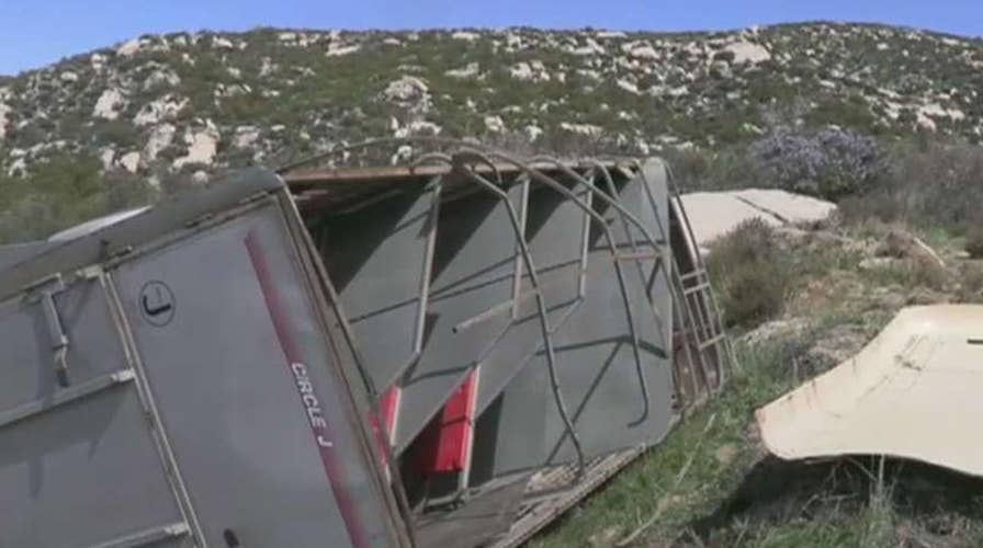 Horse trailer suspected of smuggling immigrants crashes