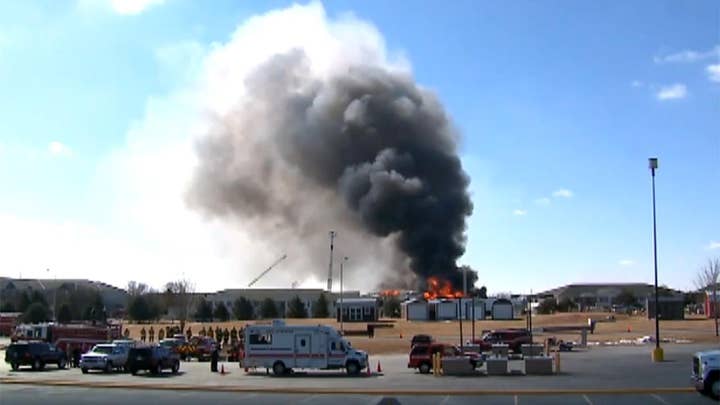 Firefighters burn down building to destroy unsafe chemicals