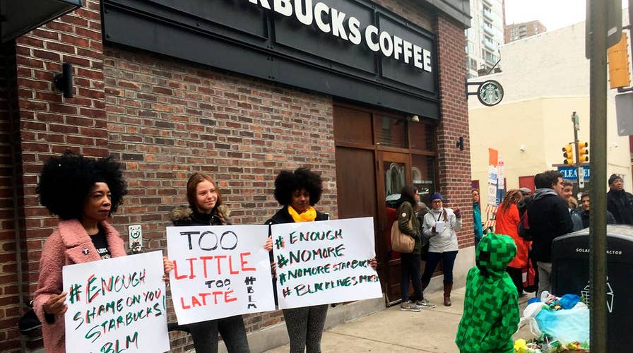 Dozens protest at Starbucks in Philadelphia