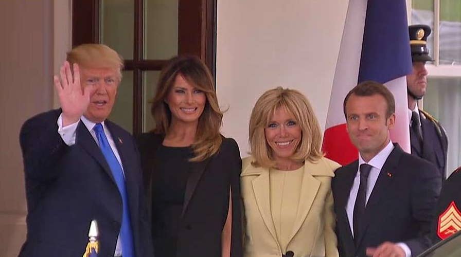 French President Macron arrives at White House