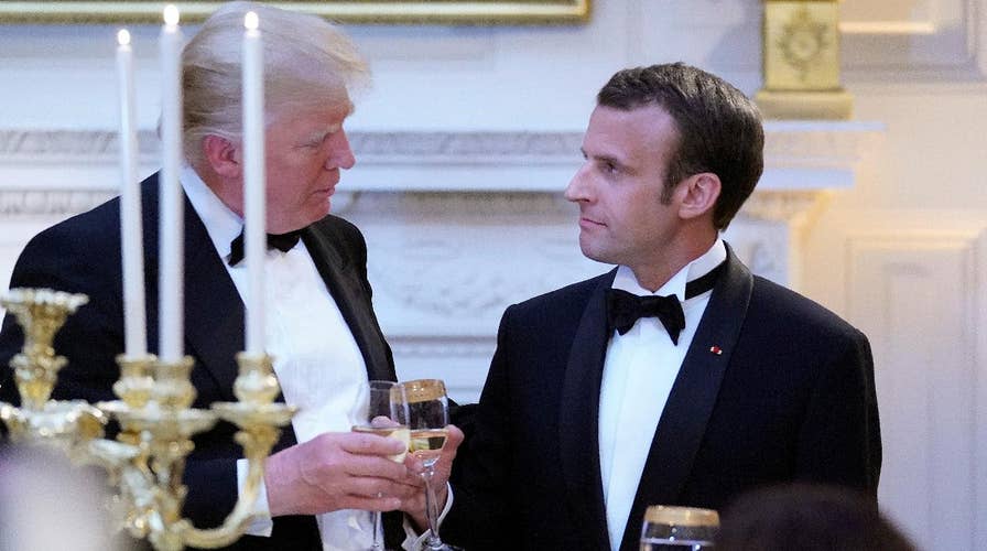 Presidents Trump, Macron exchange toasts at state dinner